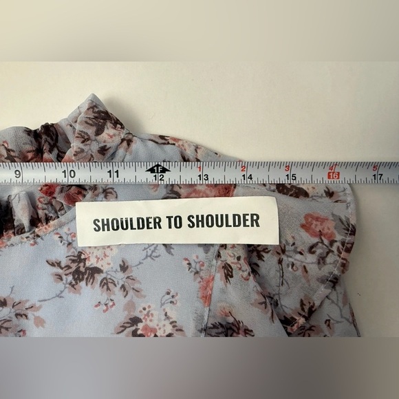 Rachel Parcell Blue & Pink Floral Blouse Women LS Lined Size L EUC Coquette Chic - Picture 11 of 13